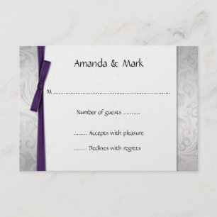 RSVP de cinta púrpura de Damasco plateado con prob