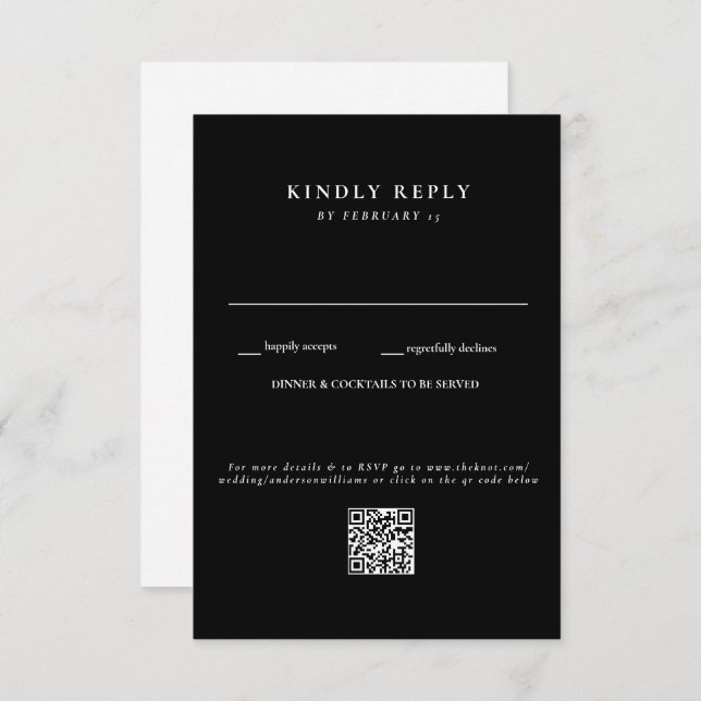 RSVP de código QR Boda moderno B/W (Anverso / Reverso)