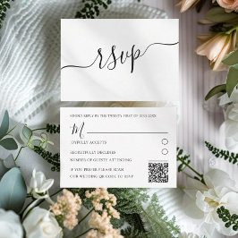 RSVP de código QR mínimo en blanco y negro