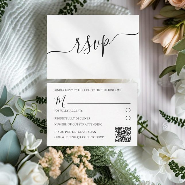 RSVP de código QR mínimo en blanco y negro (Subido por el creador)