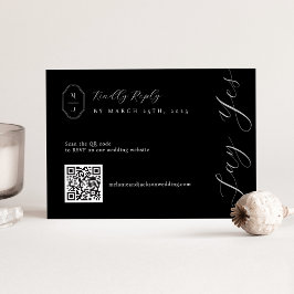 RSVP de código QR mínimo en blanco y negro