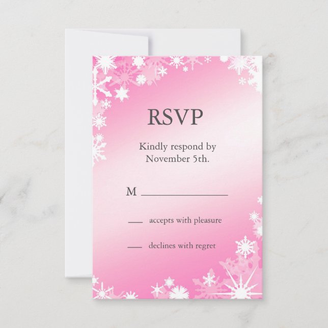RSVP de copos de nieve rosa suave (Anverso)