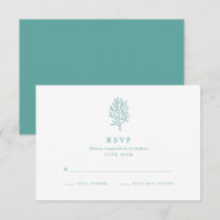 RSVP de coral costero Verde azulado de bodas de pl
