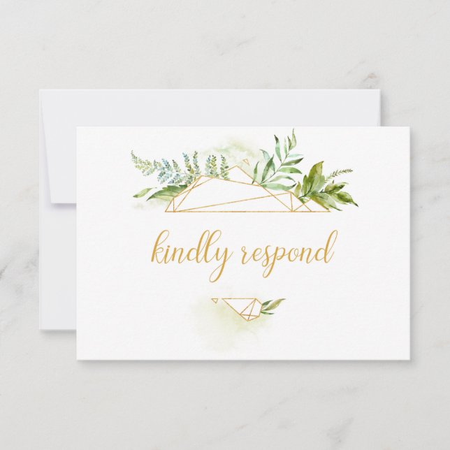 RSVP de cristal geométrico de oro botánico (Anverso)