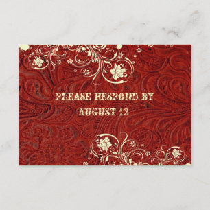 RSVP de cuero rojo y encaje con sobres