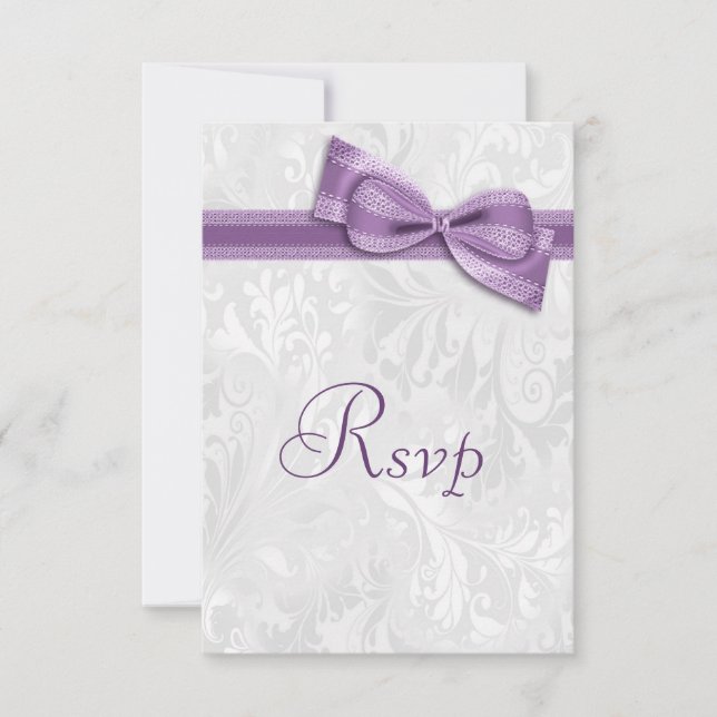 RSVP de Damasco Blanco y Lazo Falso Morado (Anverso)