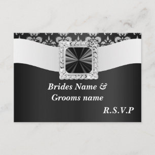 Rsvp de damasco blanco y negro