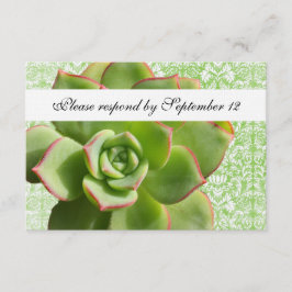 Rsvp de Damasco de Vintage de Éxito Verde con sobr
