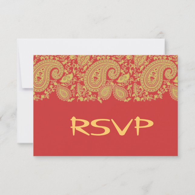 RSVP de damasco indio rojo y dorado (Anverso)