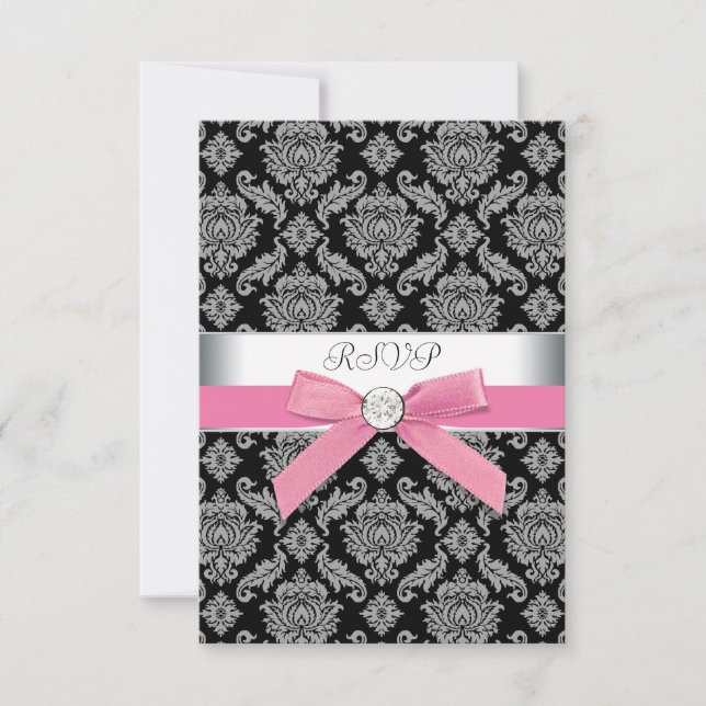 RSVP de damasco rosa y negro (Anverso)