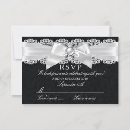 RSVP de Damasco y Lazo de Perla en Negro y Blanco