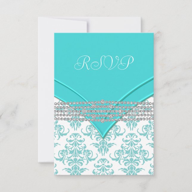 RSVP de Damask azul verde azulado (Anverso)