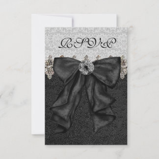 RSVP de Damask negro plateado