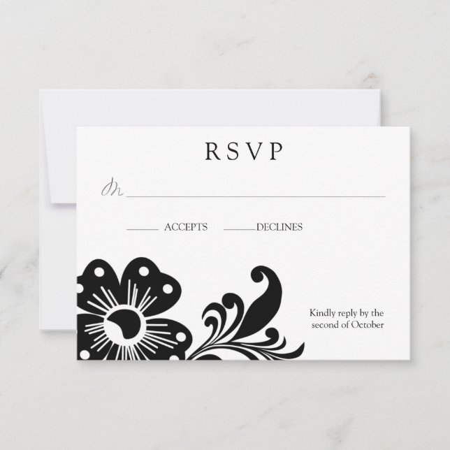 RSVP de desplazamiento de flor con sobre (Anverso)