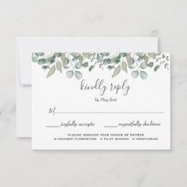 RSVP de elección de comida de boda con vegetación 