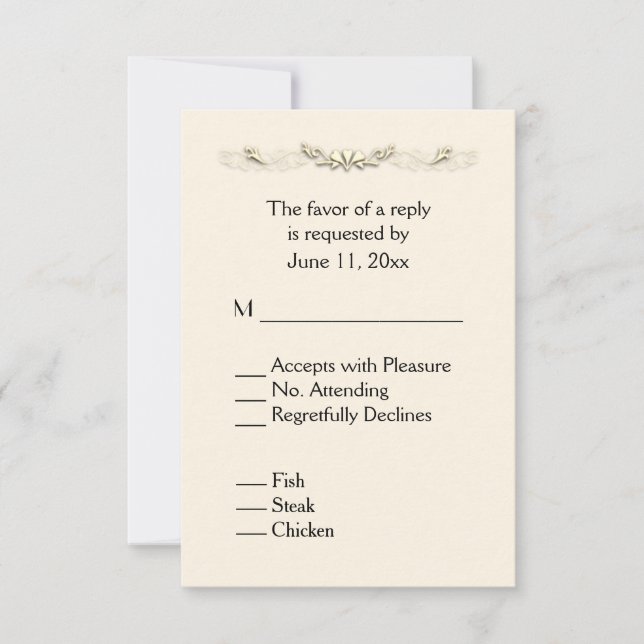 RSVP de encaje antiguo con menú (Anverso)