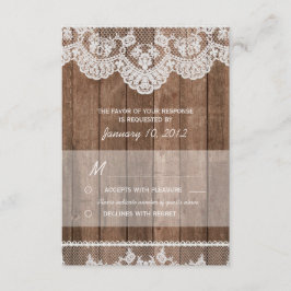 RSVP de encaje blanco y madera