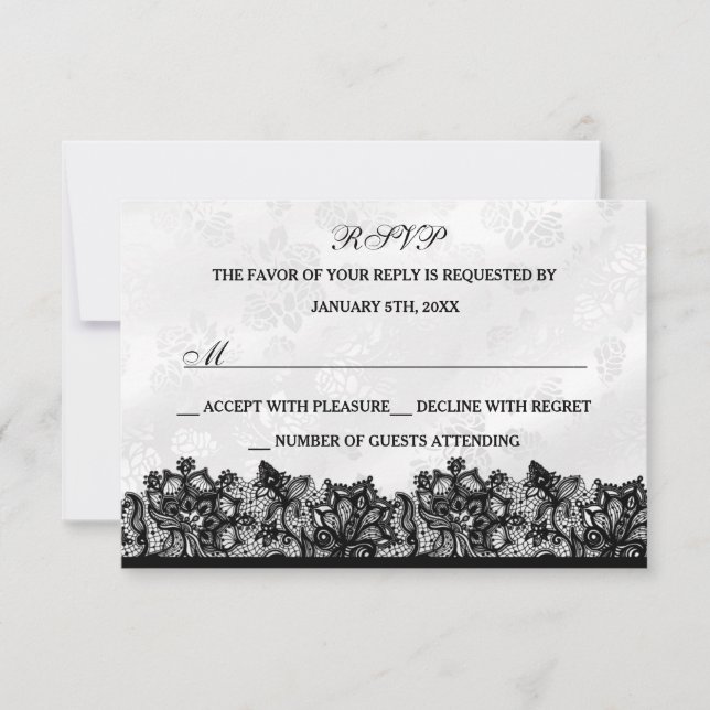 RSVP de encaje blanco y negro (Anverso)