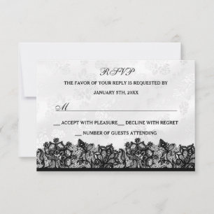 RSVP de encaje blanco y negro