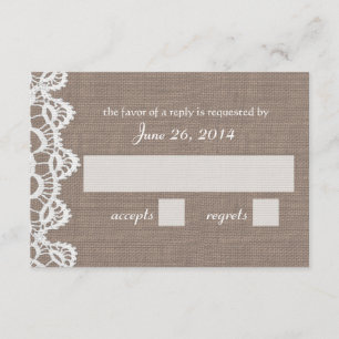 RSVP de encaje de crochet antiguo y burlap