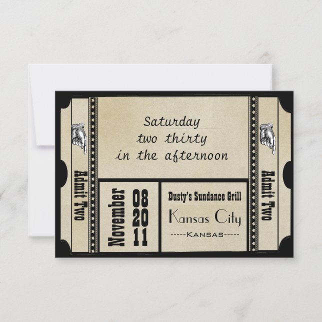 RSVP de entrada de Hollywood antiguo para boda de  (Anverso)