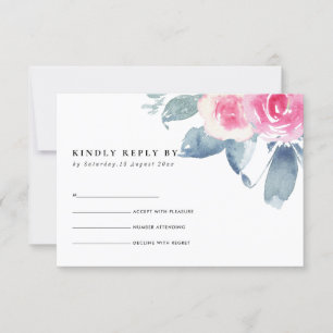 RSVP DE FLORAL DE ACRUARELA DE COLOR ROSADO SUAVE