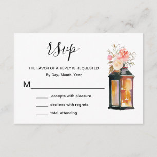 RSVP de floral de linternas de oro de Rosa de cora