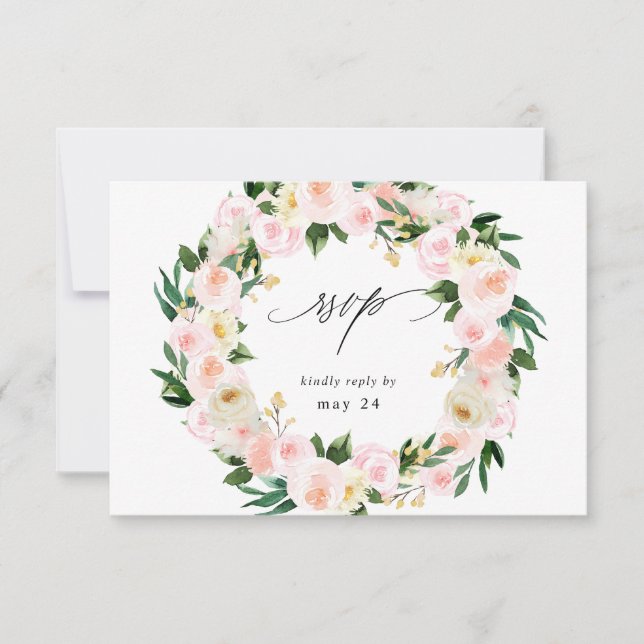 RSVP de Floral Rosa y Amarillo con comida (Anverso)