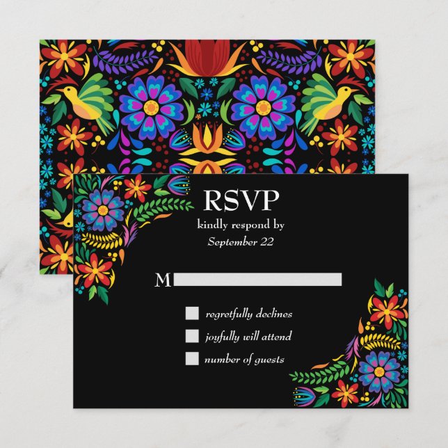 RSVP de flores mexicanas (Anverso / Reverso)