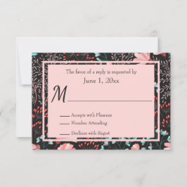 RSVP de flores rosas y Verde azuladas
