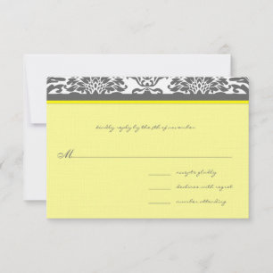 RSVP de gris y bodas amarillas de carbón vegetal