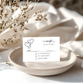 RSVP de guión elegante de dos corazones