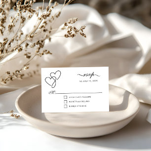 RSVP de guión elegante de dos corazones