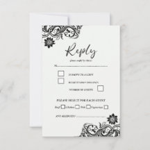 RSVP de guiones elegantes en blanco y negro