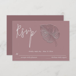 RSVP de hoja tropical en relieve suave y simple