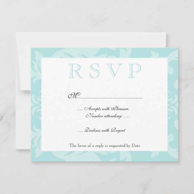 RSVP de huevo azul simple de damask Robin (Anverso)