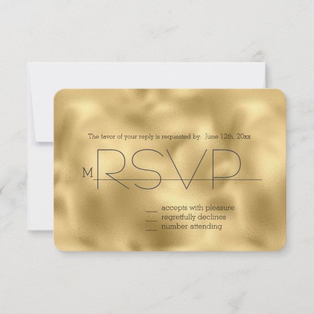 RSVP de impresión de cebra dorada (Anverso)