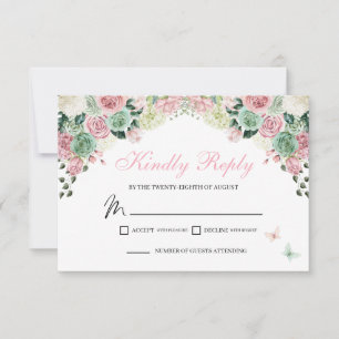 RSVP de Jardín encantado de cuento de hadas rosa y