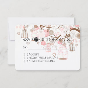 RSVP de jaulas de aves y ramas de árboles de flore