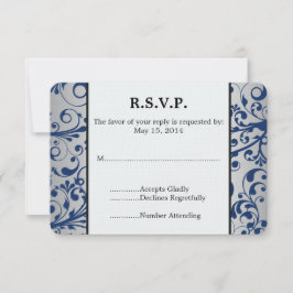 RSVP de la boda azul de plata