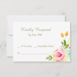 RSVP de la boda blanca con rosas rosas rosas rosas