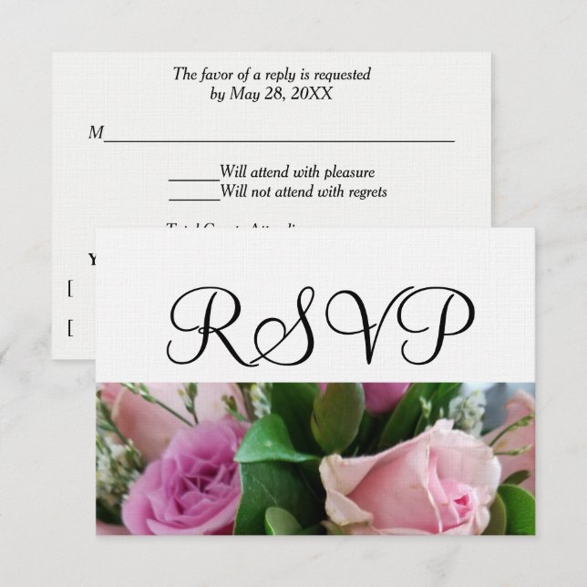 RSVP de la boda blanca de rosas blandas (Anverso / Reverso)