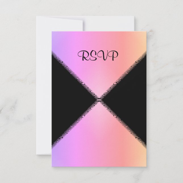 RSVP de la BODA de arcoiris rosa moderno (Anverso)
