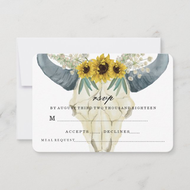 RSVP DE LA BODA DE GIRASOL Y TORO (Anverso)