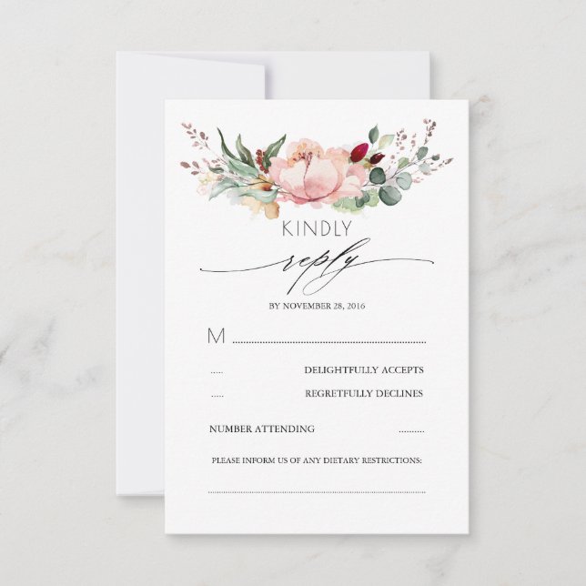 RSVP de la boda de la caída de la flor rusa (Anverso)