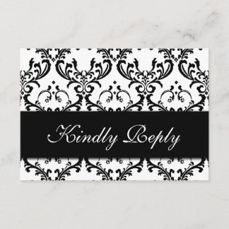 RSVP de la boda de la damáscara blanca negra