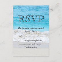 RSVP de la boda de la ola de arena del océano azul