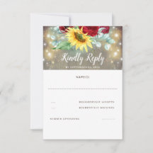 RSVP de la boda de la Rosa Roja y los girasoles de