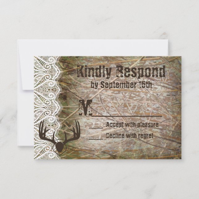 RSVP de la boda de los hombres de caza de camo rur (Anverso)