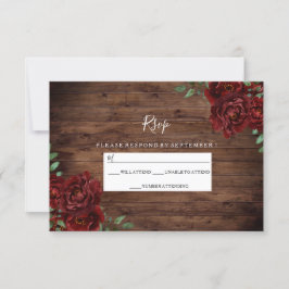 RSVP de la boda de madera de Rústica de la Rosa Ro